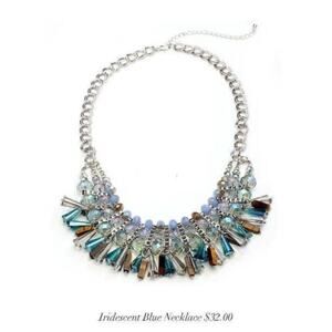 Just Jewelry Iridescent Blue Statement Necklace